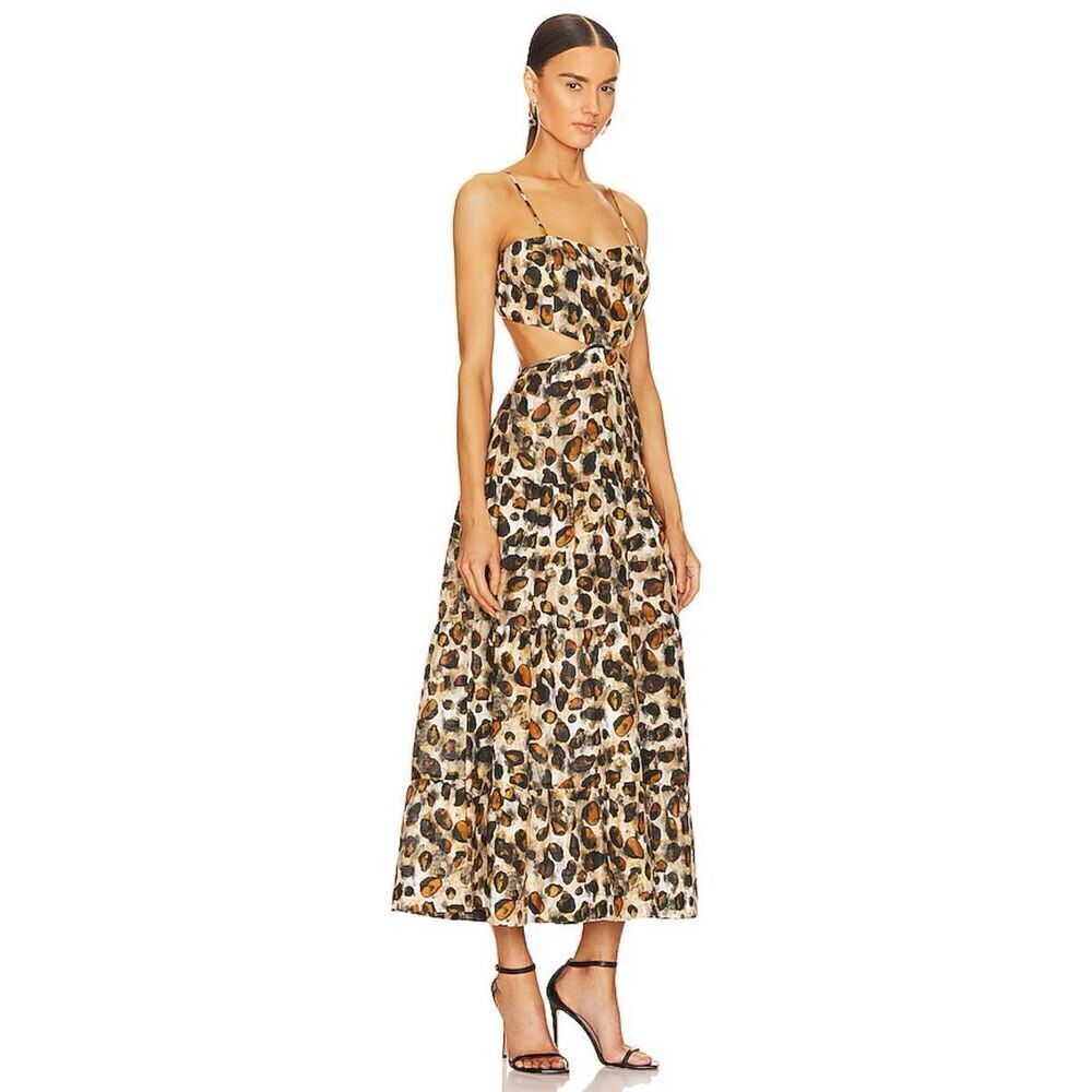 Karina Grimaldi Kos Print Maxi DressWater Stones Brown Vacation Size L NWT$368 - Picture 2 of 7